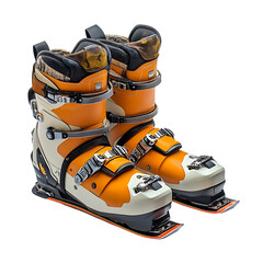 Wall Mural - ski boots advertisement isolated on white background full depth of field