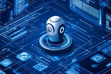 Leinwandbilder - Futuristic Artificial Intelligence Robot Concept in Digital Space : Generative AI