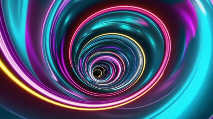 Wall Mural - Colorful swirling tunnel creates dynamic hypnotic effect, showcasing fluid motion and vibrant lights in a captivating visual experience