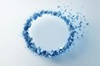 © Sean Hoong - A futuristic composition of abstract blue particles and geometric fragments aligned in a circular formation on a clean background.