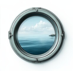 Wall Mural - Ocean view through a round porthole.