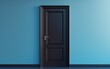 © Sergey Fedchenko - A dark brown interior door with a smooth surface and a simple silver handle, isolated on a clean background
