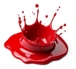 Fototapete - Red liquid splash crown isolated on white background.