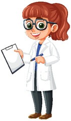 Wall Mural - Young Scientist with Clipboard Illustration