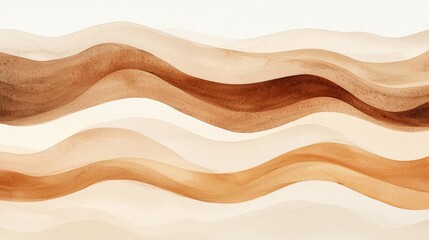Poster - Neutral watercolor concept. Abstract wave patterns in warm earthy tones creating a harmonious visual flow.