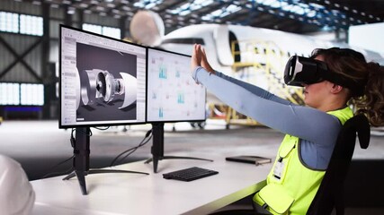 Fototapete - Aircraft Maintenance Using VR