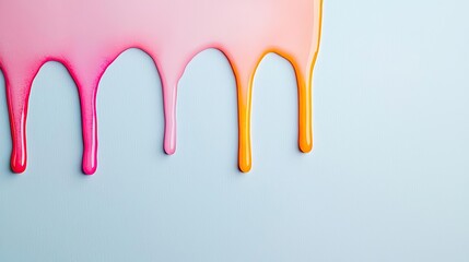 Wall Mural - Minimalist watercolor idea. Colorful paint drips in pink and orange creating a modern artistic background.