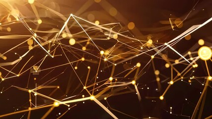 Wall Mural - dynamic abstract image with lines and glowing nodes on dark background, themes of technology, connec