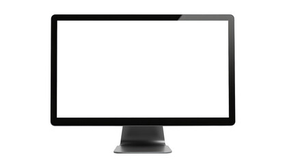 black computer monitor with transparent background and white screen