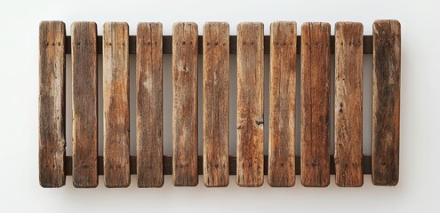 Wall Mural - Rustic wooden pallet section isolated on white background.