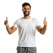 © thienhuong - Man in white shirt and gray pants giving thumbs up with transparent background