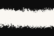 © DesignToonsy - Grunge Horizontal Brush Stroke Banner. White rectangular grunge paintbrush design element on black background. Hand draw big bold paint line banner shape