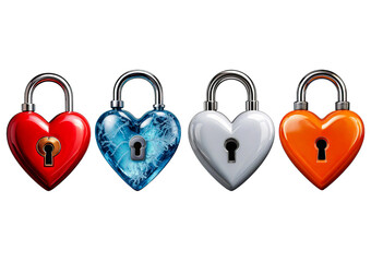 Wall Mural - Set heart as a lock isolated on transparent background