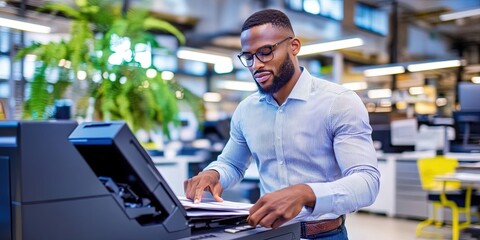 Wall Mural - office worker using copier 