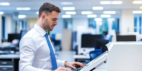 Wall Mural - office worker using copier 