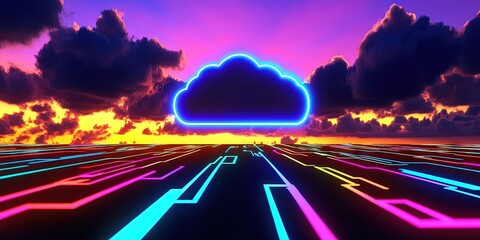 Wall Mural - internet concept with cloud and digital circuitry