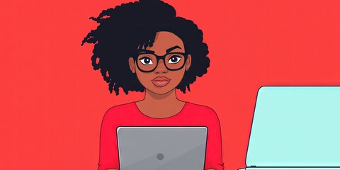 Wall Mural - woman with laptop