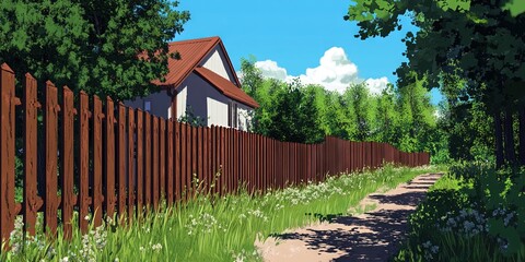 Wall Mural - backyard fence and alleyway in back of house 