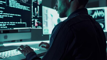 Leinwandbilder - High-tech data analysis in a modern workspace featuring advanced computer interfaces and visualizations