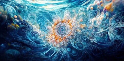 Wall Mural - Abstract swirling ocean fractal art design