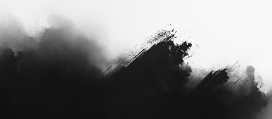 Abstract black ink brush stroke on white background.