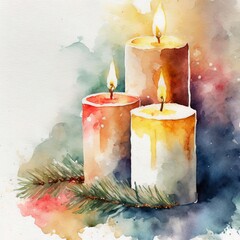 Aufkleber - Candlemas, copy space on a side, watercolor art style