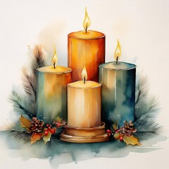 Aufkleber - Candlemas, copy space on a side, watercolor art style