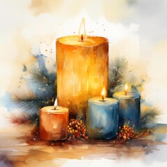 Aufkleber - Candlemas, copy space on a side, watercolor art style