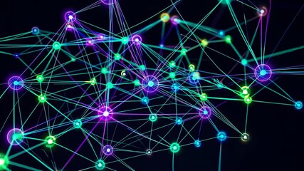 Aufkleber - Exploring the vibrant connections in a digital network at night