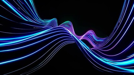 Aufkleber - Vibrant neon waves create mesmerizing light patterns in an abstract visual display