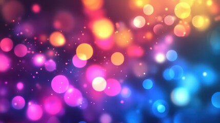 Colorful abstract bokeh background with bright glowing circles in various hues creating a vibrant atmosphere