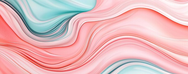 Poster - Marble watercolor idea. A smooth gradient of pastel colors creating a modern wave pattern for creative design.