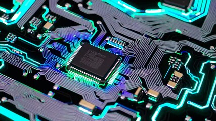 Aufkleber - Exploring the intricate details of a circuit board with colorful components and traces