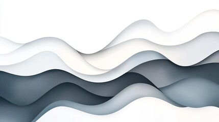 Poster - Watercolor concept. Abstract wavy lines in shades of gray and white create a tranquil and modern design.