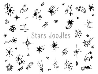 hand drawn glitter star sparkling blinking spark doodle sketch scribble decorative scrapbook flare g