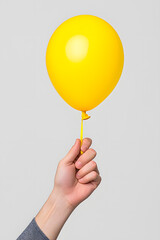 Wall Mural - Close-up hand holding balloon isolated white background