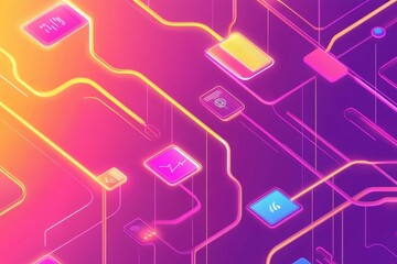 abstract technological network: vibrant circuitry and data flow
