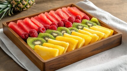 Wall Mural - Colorful assortment of sliced fresh fruits