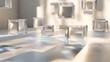 © Thirakun - An abstract arrangement of transparent crystal cubes floating in a minimalist environment with gentle shadows and highlights
