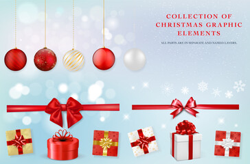 Wall Mural - Elegant Collection of Christmas Graphic Elements Set