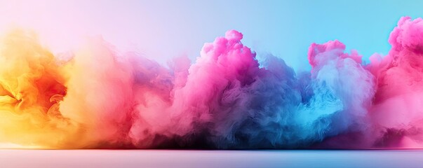 Poster - Explosion watercolor idea. Colorful cloud bursts creating a vibrant and dynamic visual effect for artistic projects.