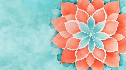 Wall Mural - Mandala watercolor idea. Vibrant floral design featuring soft colors and intricate petal patterns.