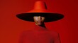 © chand - Minimalistic portrait of fashion woman in hat on studio background
