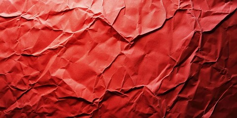 Wall Mural - Crumpled textured background in deep red with prominent shadows and creases, creating a rich visual depth ideal for design projects.