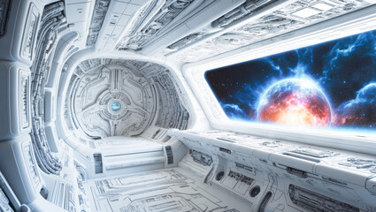 Wall Mural - Futuristic spaceship interior