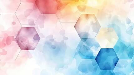 Canvas Print - Hexagonal watercolor concept. Colorful abstract background design with hexagonal shapes and soft watercolor effects.