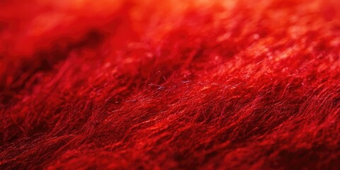 Poster - Macro shot capturing rich red textured fibers with intricate details, soft focus and vibrant hues creating a warm and inviting composition.