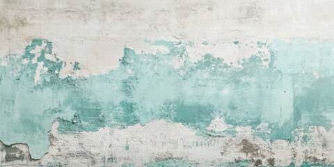 Poster - Mint green and turquoise grunge textured cement backdrop with artistic oil paint effects creating a weathered vintage look on a neutral surface