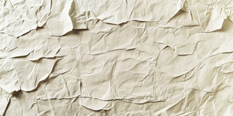 Poster - Textured aged white paper background with creases and folds in soft beige tones providing ample copy space for creative design and wallpaper use.