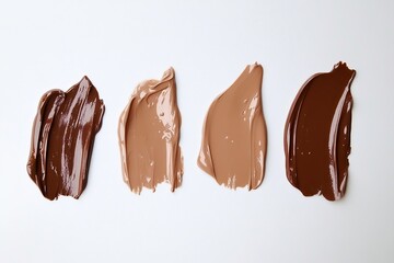 Wall Mural - Chocolate dripping, chocolate spread, white background